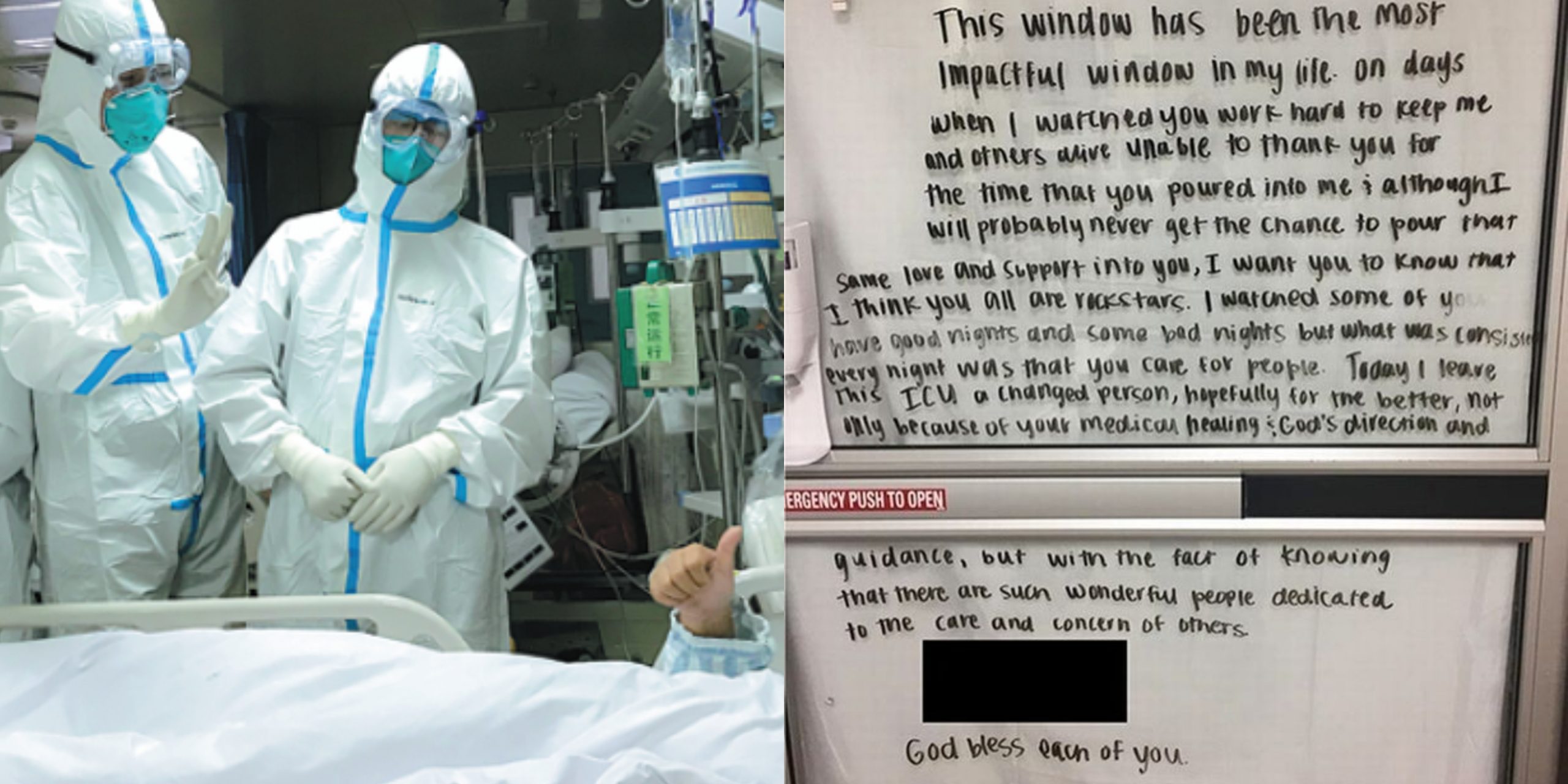 რა წარწერა დატოვა პალატის  ფანჯარაზე პაციენტმა, რომელმაც კორონავირუსი დაამარცხა