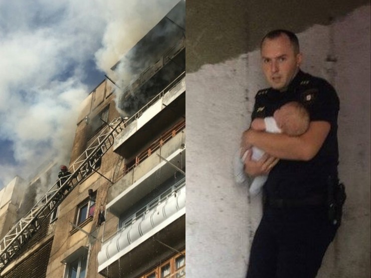 „ქალი იდგა ალმოდებულ სახლში ჩვილთან ერთად