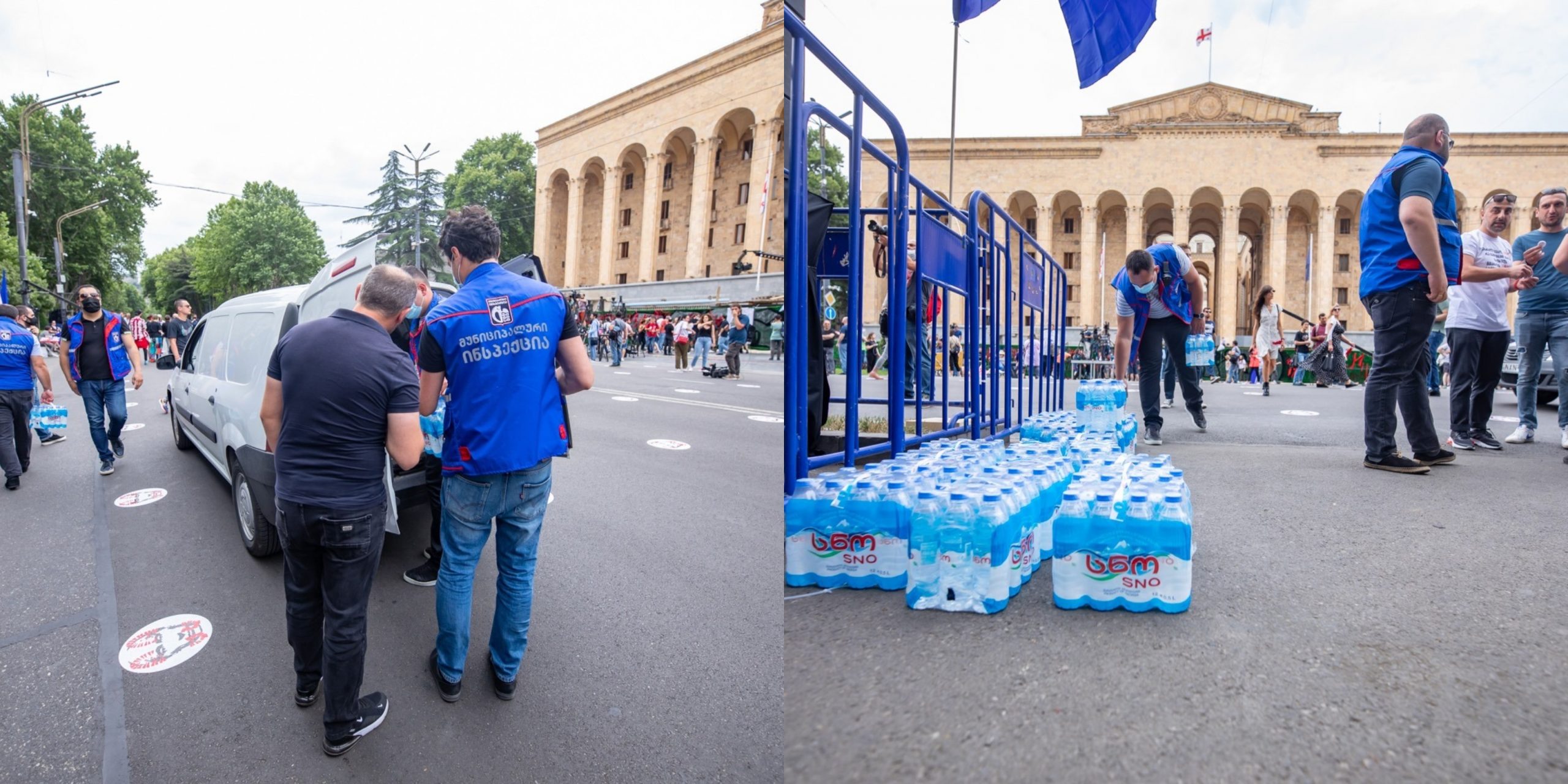 თბილისის მერიამ აქციის მონაწილეები წყლით მოამარაგა
