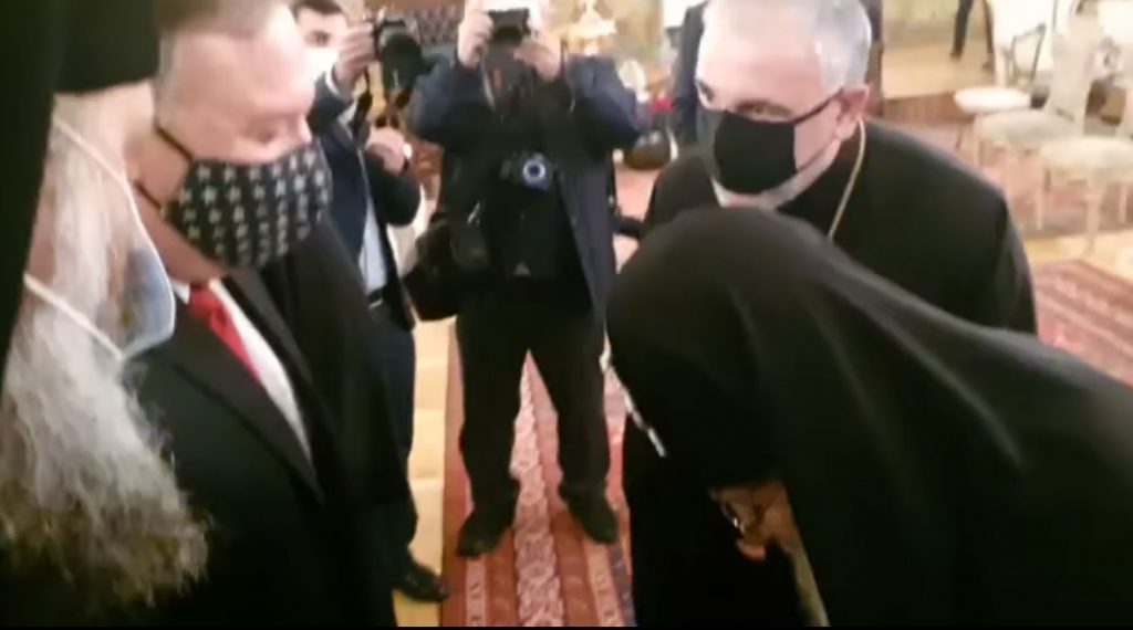 VIDEO: შიდა კადრები საპატრიარქოდან - პატრიარქისა და მაიკ პომპეოს შეხვედრისას საგალობელი 