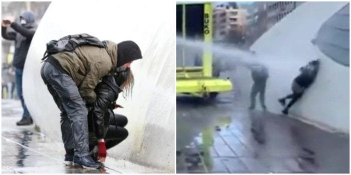 ვიდეო: ამ ქალს თავზე 15 ნაკერი დაადეს – შეზღუდვების მოწინააღმდეგებს პოლიციამ წყლის ჭავლი მიუშვა (ნიდერლანდები)