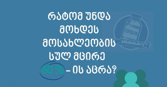რატომ უნდა მოხდეს მოსახლოების სულ მცირე 60%-ის აცრა – დაავადებათა კონტროლის ეროვნული ცენტრის პასუხი