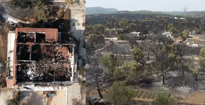 VIDEO:  დრონით გადაღებული შემზარავი ახალი კადრები  – ასე გამოიყურება გადამწვარი საბერძნეთი