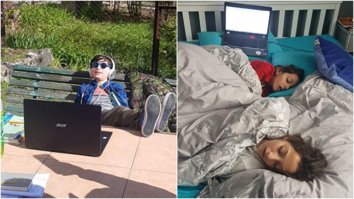 როგორ ესწრებიან ბავშვები ონლაინ გაკვეთილებს – სახალისო ფოტოები 