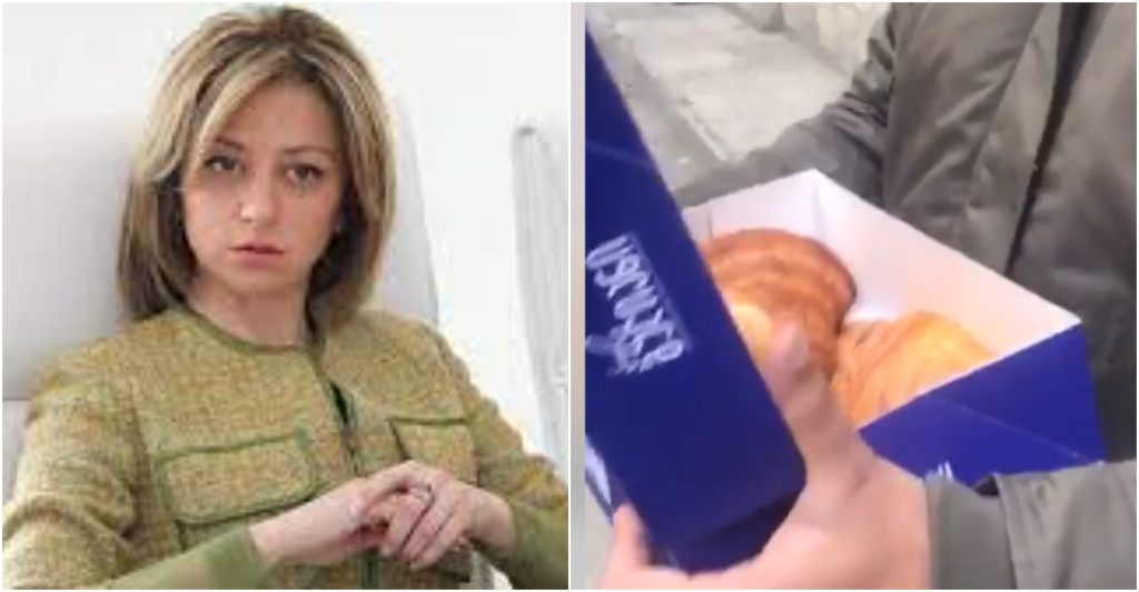 ეკატერინე ტიკარაძემ მის სახლთან მომლოდინე ჟურნალისტებს საჩუქარი გაუგზავნა